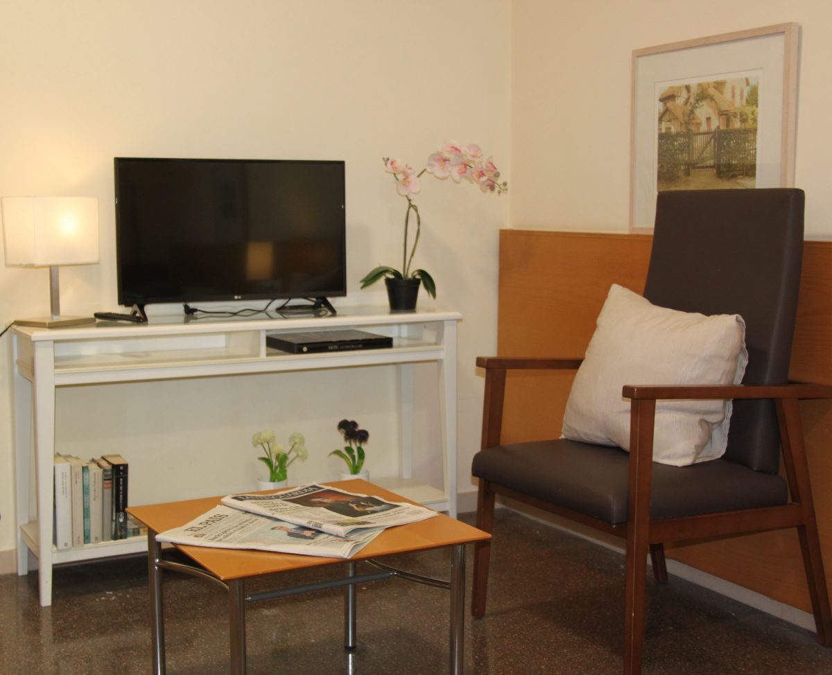 La zona de estar de las habitaciones.