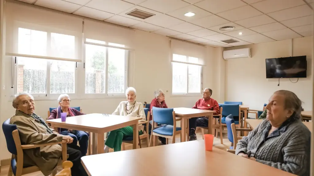 Ancianos sentados en una residencia